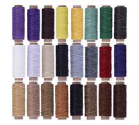 24 Colors 150D Waxed Thread, Hand Sewing Stitching Cord for Leather Craft, Waxed String with 50m Length, Durable Fiber Monofilament DIY Tool for Shoe Repair and Hand