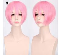24 Colors 30cm Bobo Short Hair Red Silver Gray Light Golden Yellow Green Pink Purple Orange White Universal Cosplay Wig Bangs K047-9