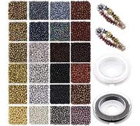 24 Colors 3mm Dark Brown Glass Seed Beads Bulk for Bracelet Making Kit,4800pcs 8/0 Small Pony Tiny Beads for Embroidery Necklaces Earrings Crafting, Jewellery Making Kit