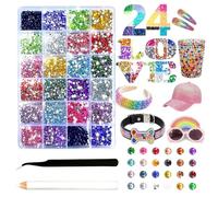 24 Colors Bedazzling Kit,Art Rhinestones|6000PCS 2-3mm Flatback Round
