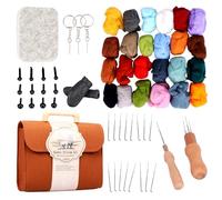 24 Colors Needle Felting Kit, Needle Felting Starter Set, Needles Feltings Tools and Supplies with Storage Bag and Instruction, Wool Kit with Wool Bulk, Needles, Pad for Beginners DIY Knitting Crafts