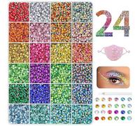 24 Colors Resin Jelly Rhinestones for Bedazzling, 3mm 24000Pcs Multicolor Flatback Gems for Diamond Art, Bedazzling Kit with 3Pcs Glue, 1 Tweezers and 1Pen for Nail Art Crafting Book Makeup