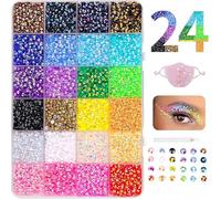 24 Colors Resin Jelly Rhinestones for Bedazzling, 3mm 24000Pcs Multicolor Flatback Gems for Diamond Art, Bedazzling Kit with 3Pcs Glue, 1 Tweezers and 1Pen for Nail Art Crafting Book Makeup