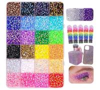 24 Colors Resin Rhinestones for Crafting, Bedazzling Kit Rhinestones, Multicolor Resin Jelly Rhinestone for Bedazzling, 3mm Flatback Gems for Diamond Art Nail Art Crafting Makeup (Mix color A)