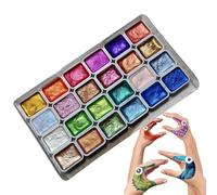 24 Colors Watercolor Set - 5.5×2.4×0.2 inch Pearl Paint Pandes Sparkle Effect Kit Art Supplies for Professionals Beginners Students Portable Design Vibrant Colors