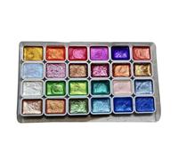24 Colors Watercolour Paint Set, & Metallics Watercolour Paints, Glitter Watercolour Solid Paint Box, Glitter Watercolour Paint Set For Painting