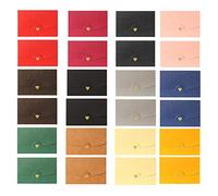 24 Coloured Mini Envelopes, Multi-Color Pearl Gift Cards, 12 Colors - Heart Clasp, Kraft Paper & Pearlescent for Wedding, Birthday