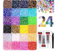 24 Colours Bedazzling Kit Bedazzle Kit - 30000Pcs Rhinestone Kit - Bedazzler Kit with 3Pcs 10ml Jewelry Glue & Pen - 3mm 30000 Pcs Resin Jelly Flatback Gems for Crafts Shoes Clothes Nail Art