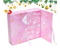 24 Compartments Christmas Countdown - 33 cm Refillable Candy & Gift Holder | Pink Paper | Foldable Blind Bõx for Children, Teenagers, Adults, Birthday, Holidays, DIY