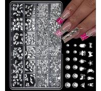 24 Compartments Colorful Resin Nails Diamonds with Various Styles for Home Salon and Party Use Mixed Shape Nails Beads for Manicure
