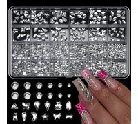 24 Compartments Colorful Resin Nails Diamonds with Various Styles for Home Salon and Party Use Resin Nails Decorations Set