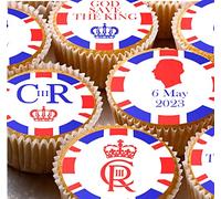 24 Coronation Charles III edible Pre-Cut party decorations Wafer Paper Cupcake Topper Cake