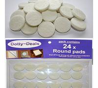 24 Cream Wooden Oak Floor Furniture Protector Round Self Adhesive Felt Pads