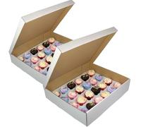 24 Cupcake Box | Pack of 2 | Extra Strong Corrugated White Cardboard Boxes | 24 Hole Cupcake Boxes | Twin Pack of 2 Boxes | 4 Inches Deep | For Carrying And Displaying Muffins, Cupcakes Etc