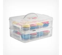 Two Tier Stackable Cupcake Carrier with Handle VonShef Clear One Size