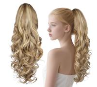 24" Dark Brown Claw Clip Ponytail Extension Long Curly Wavy Ponytail Hair Extension Pony Tail Hair Pieces for Women Natural Clip in Ponytail Extension for Volume & Length in Seconds