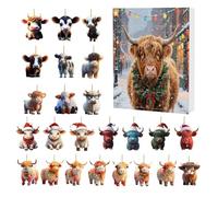 24 Day Advent Countdown Calendar | 2D Acrylic Jewelry Christmas Countdown Calendar - Animal Ornaments for Party of the