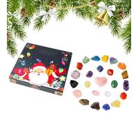 - 24-Day Advent Countdown with Natural Stones, Fun, Educational Learning Set, Rock Crystal Calendar for Children, Teenagers, Adults, Table, Bedroom, Meditation
