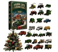 24 Day Agricultural Vehicles Ornament Acrylic 2D | Farm Life Theme for Christmas 2026 for Adults Home Living Room Bedroom Office