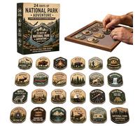 24-Day Christmas Adventure Calendar National Park Themed Holiday Countdown | Vintage 2D Acrylic Pin Collection For Kids Adults Family Home School Farmhouse RV Party Stocking Stuffers
