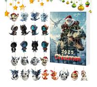 24 Day Christmas Countdown Calendar,24 Days Dragon Baby 2D Acrylic Hangable Ornaments | 2025 Countdown Calendar, Animal Charm for Car Rearview Mirror Door Wall Party Christmas Tree Decor