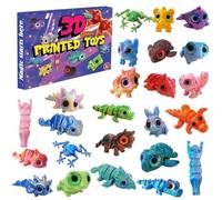 24 Day Christmas Countdown Calendar with Articulated Animal Figures - Cute 3D Printed Flexible Animals, Holiday Toy Boxes, Calendars