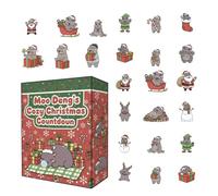 24 Day Countdown Calendar for Christmas Decorations - Acrylic 2D Collectible Countdown Calendar with Hippo Decoration for Friends Teenagers Collectors