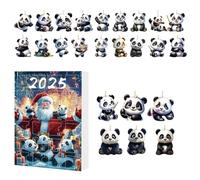 24 Day Countdown with Cute Panda Ornaments - 2D Acrylic Animal Ornaments for Christmas Tree Decoration Window Wall Door Mirror Auto Bag