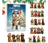 24-Day Countdowns Calendar With Dog Theme Pendants 2025, Dogs Statues Pendants Countdown, 2D Flat Dog Christmas Countdown Calendars For Family Friends Adults Pet Lovers Tree Window Wall