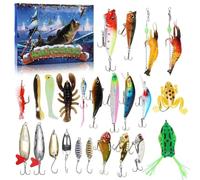 24 Day Fishing Lure Set Advent Calendar 2024 for Lakes and Rivers, Includes Spoon and Hard Lures to Enhance Daily Fishing (Style 3)