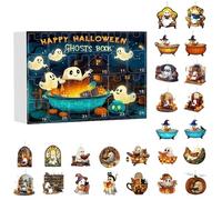 24 Day Ghost advent-calendar 2025-2d Acrylic Ghost Bubble Bath Ornament advent-calendar, Spooky Gh-ost Reading Book Decor For Halloween Lovers, Bookworms & Holiday Collectors