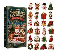24-Day Mini Christmas Brick Ornament Advent PVC 3D Calendar,24 Unique | Brick Christmas Countdown Calendar,24 Days of Building Set with Hanging Loops,for Xmas Trees,Garlands,Mantels FestiveDisplays