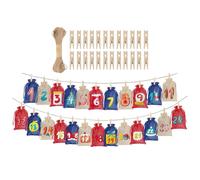 | 24-Day Reusable Advent | Empty Drawstring with Numbers - For Children Family Friends Chocolate Party Surprises Holidays