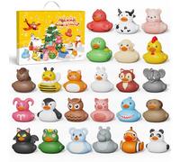 24-Day Rubber Duck Advent Calendar Kids Bath Duck Christmas Countdown 24 Surprise Christmas Rubber Ducks Perfect Party Gift for 3+ Year Old Boys & Girls