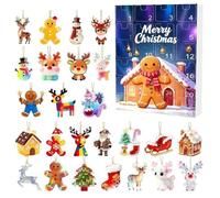 24 Days 2D Ornament, Calendar with Gingerbread Pendant, for Parties Classroom Desk Tree Wall Children Teenagers Adults Family