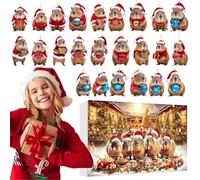 24 Days Capybara Christmas Calendar Advent,24 Days of Calendar Countdown to Christmas | 2D Acrylic Capybara Ornaments for Kids Adults Tree Window Wall Door Car Rearview Mirror Decor