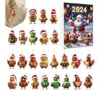 24 Days Chicken Christmas Advent | Chick Hangable Ornaments 24 Days Countdown Calendar - 2D Acrylic Chicken Charm for Vacation Christmas Tree Window Wall Door Car Rearview Mirror Backpack Decor Adults