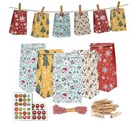 24 Days Christmas Candy Bags With Number Stickers Handmade Cookie Candy Gift Bag Advent Calendar