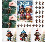 24 Days Christmas Countdown 2D Acrylic Christmas Ornament Countdown Calendar Double Printed Decorative Set Calendar Kids' Favorite Decorative Toy Set (Beige, 27x19cm)