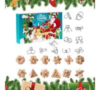 24 Days Christmas Countdown Calendar, Brain Teaser Puzzles, Small Logic Mind Puzzle Box Toy, For Teens Adults Kids Celebration Vacation Holiday Party