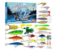 24 Days Christmas Countdown Fish Tackle Set, Fishing Advent Calendar 2024 Adult Men Teen Boys, Advent Calendar Fishing Christmas Countdown, Fishing Lure Advent Calendar for Fishing Lover (A)