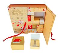 24 Days Countdown Calendar Package Wrap, Christmas Ad-vent-Calendar, Christmas Countdown Box, Fillable Empty Cardboard Number Boxes for Kids, Adults - 33x30,5x8 cm