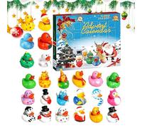 24 Days - Cute Duck Bath Toy Holiday Countdown, Festive Collectible Figures for Children, Teens, Adults, Birthday Party Favors, Seasonal Gift Box for Girls, Boys, Family Christmas Fun