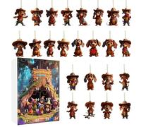 24 Days Dachshund Countdown Calendar Christmas Advent | 24 Days Dachshund Ornaments Countdown Calendar 2025,Dog 2D Flat Acrylic Ornaments for Vacation Car Rearview Mirror Christmas Tree Wall Door Part