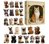 - 24 Days Decorations Kitten Countdown Advent | Acrylic Interior Decorations for Wreath Tree December Shelf Door Window Car Living Room Bedroom