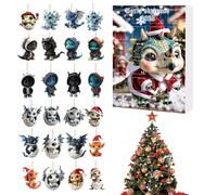 24 Days Dragon Ornaments Advent, 2D Acrylic Dragon Baby Ornaments 24 Days Advent, 2025 Merry Christmas Countdown Calendar Animal Pendant for Rearview Mirror Wall Window Tree Door