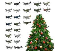 24 Days Mini Warbirds Ornaments, WW2 Aircraft Advent Calendars 2025, 2025 Christmas Advent Toy With Acrylic Fighter Charm For Shelf Tree Door Car