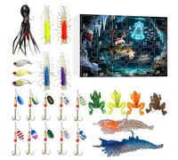24 Days of Baits - Countdown Christmas - Advent Bait Kit, for Freshwater and Saltwater Trout Perch Bull Men Teenagers Rivers Lakes Streams Outdoor