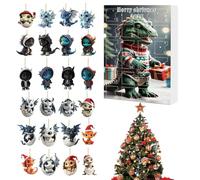 24 Days of Christmas Advent | 24 Days Dragon Baby 2D Acrylic Hangable Ornaments - 2025 Merry Christmas Countdown Calendar Animal Pendant for Rearview Mirror Wall Window Tree Door