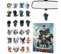 24 Days of Christmas Advent - 2D Acrylic Dragon Baby Ornaments 24 Days Advent | 2025 Countdown Calendar, Animal Charm for Car Rearview Mirror Door Wall Party Christmas Tree Decor